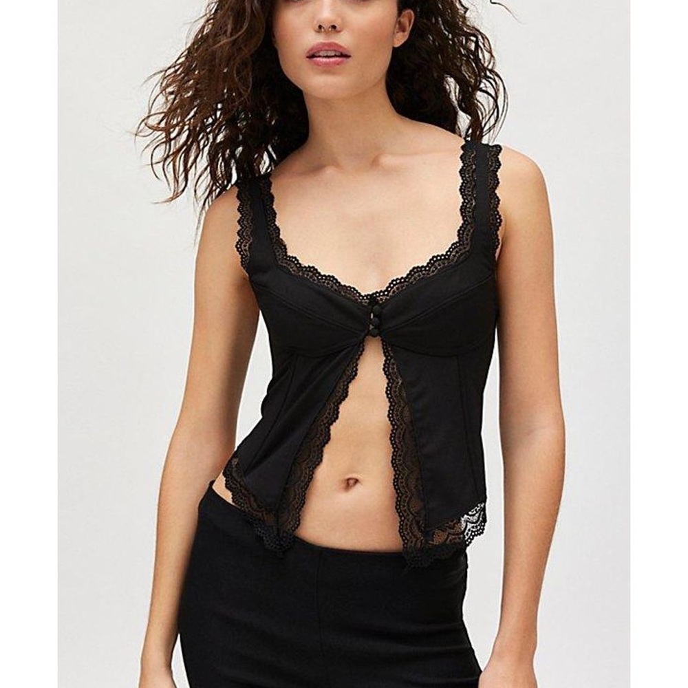 Elegant Black Lace Trim Camisole